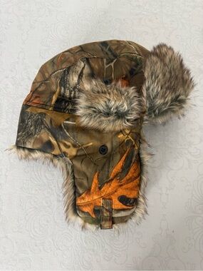 Wild Wear Camo Trapper Hat with Ear Flaps  and Faux Fur Trim OSFM